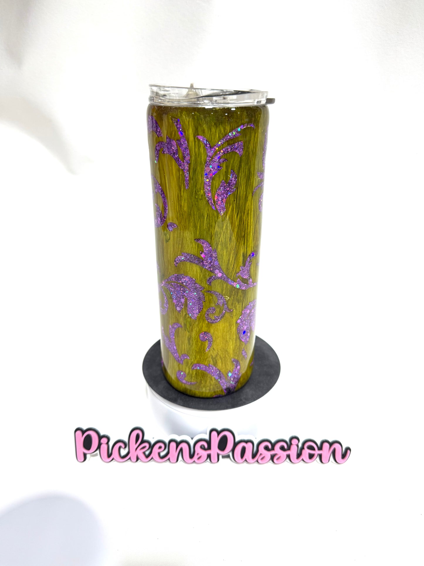 20 Oz Purple Glitter Peek a Boo Tooled Leather