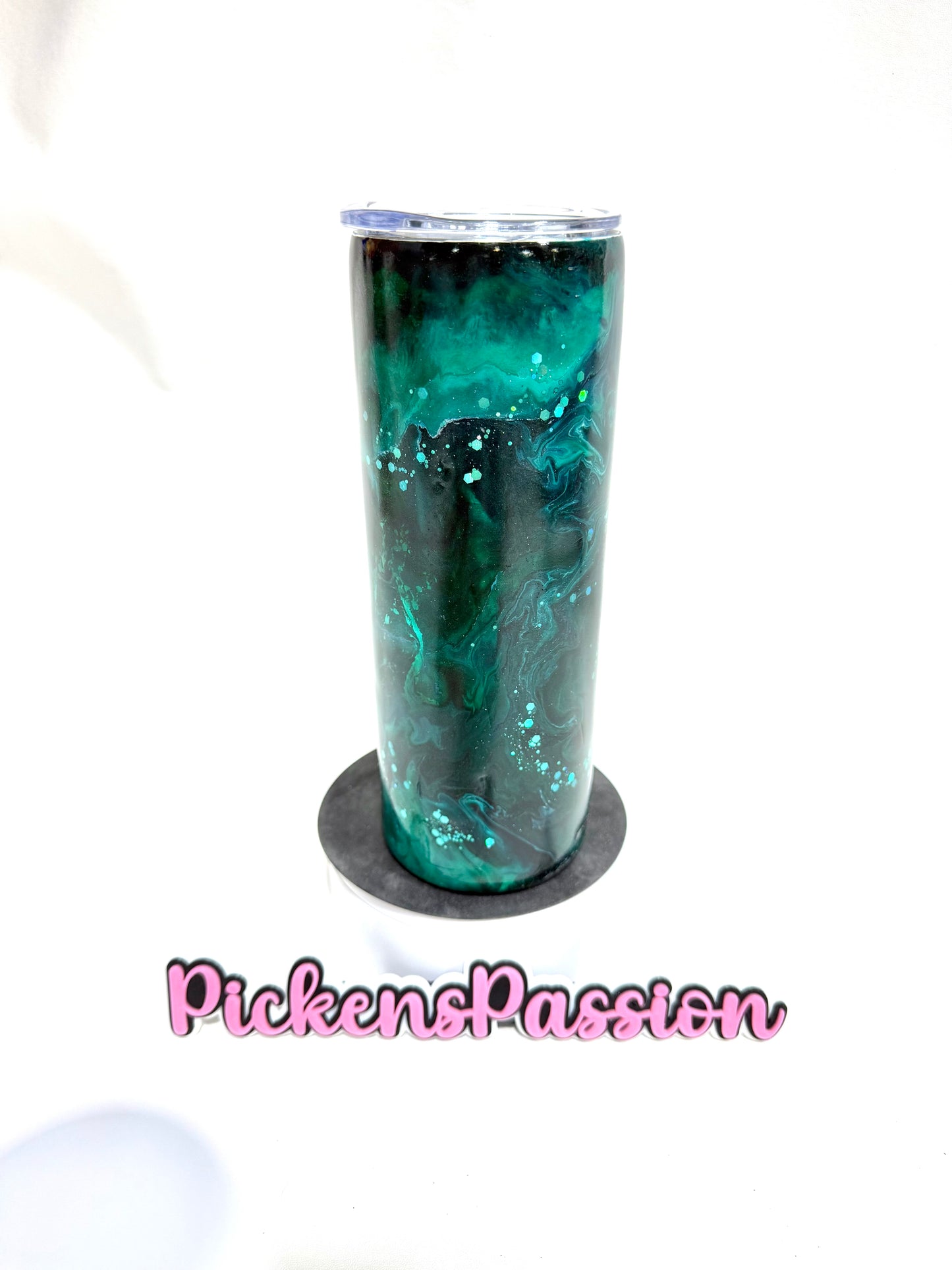 20Oz Green Ink swirl With Glitter