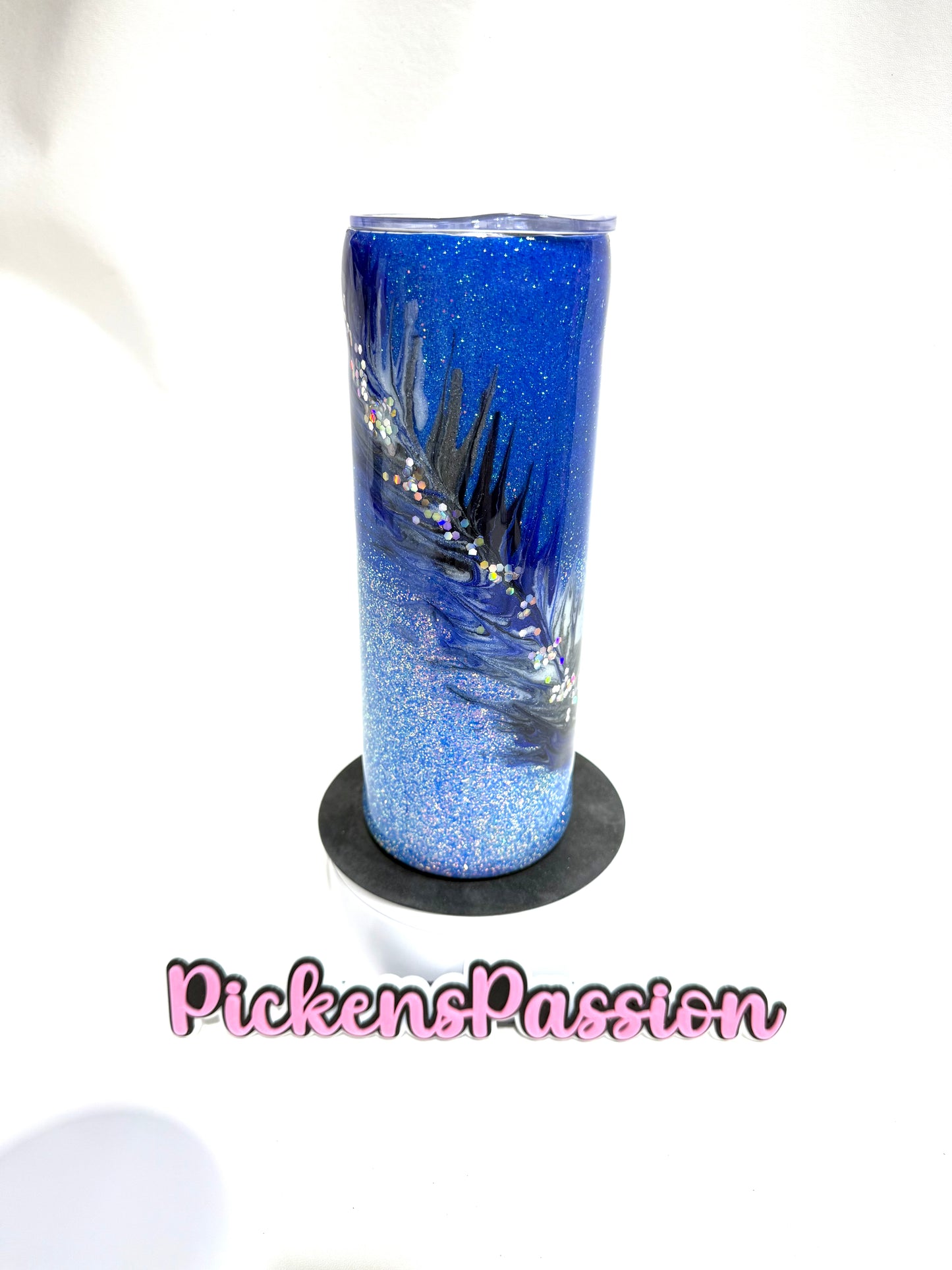 20Oz Blue Ombre Glitter with Feathers (Copy)