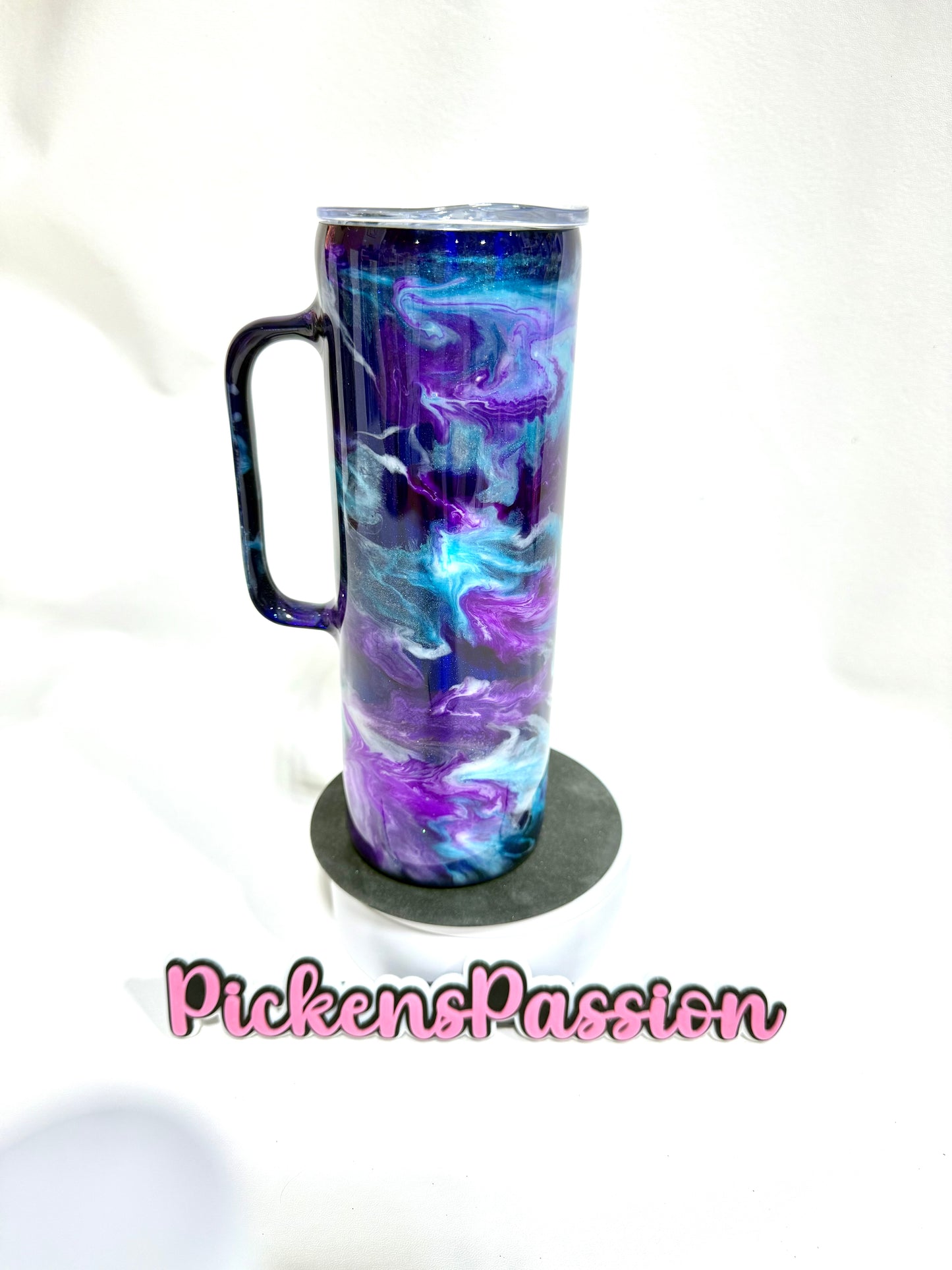 20 Oz Handle Purple and Teal Ink Swirl