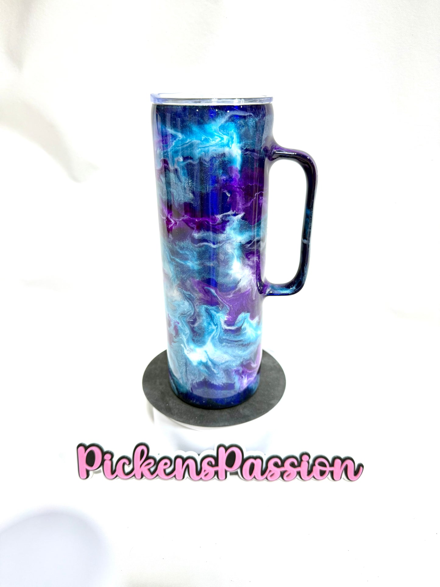 20 Oz Handle Purple and Teal Ink Swirl