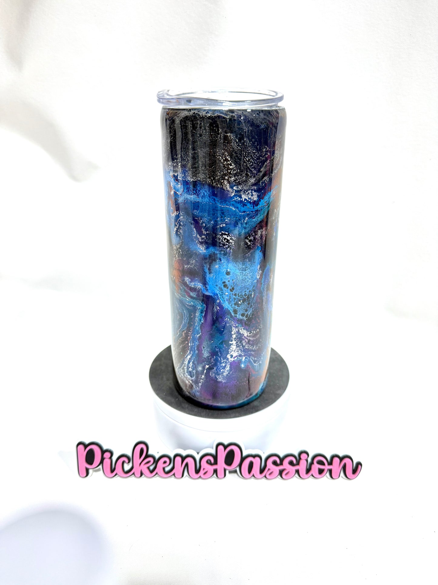 20 Oz Blue, Teal, and Silver ink Swirl