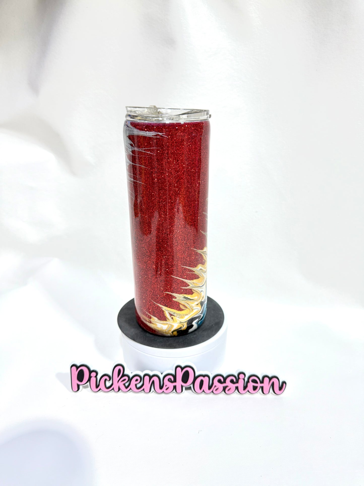 20 Oz Red Glitter Base Bougie Stinger Tumbler