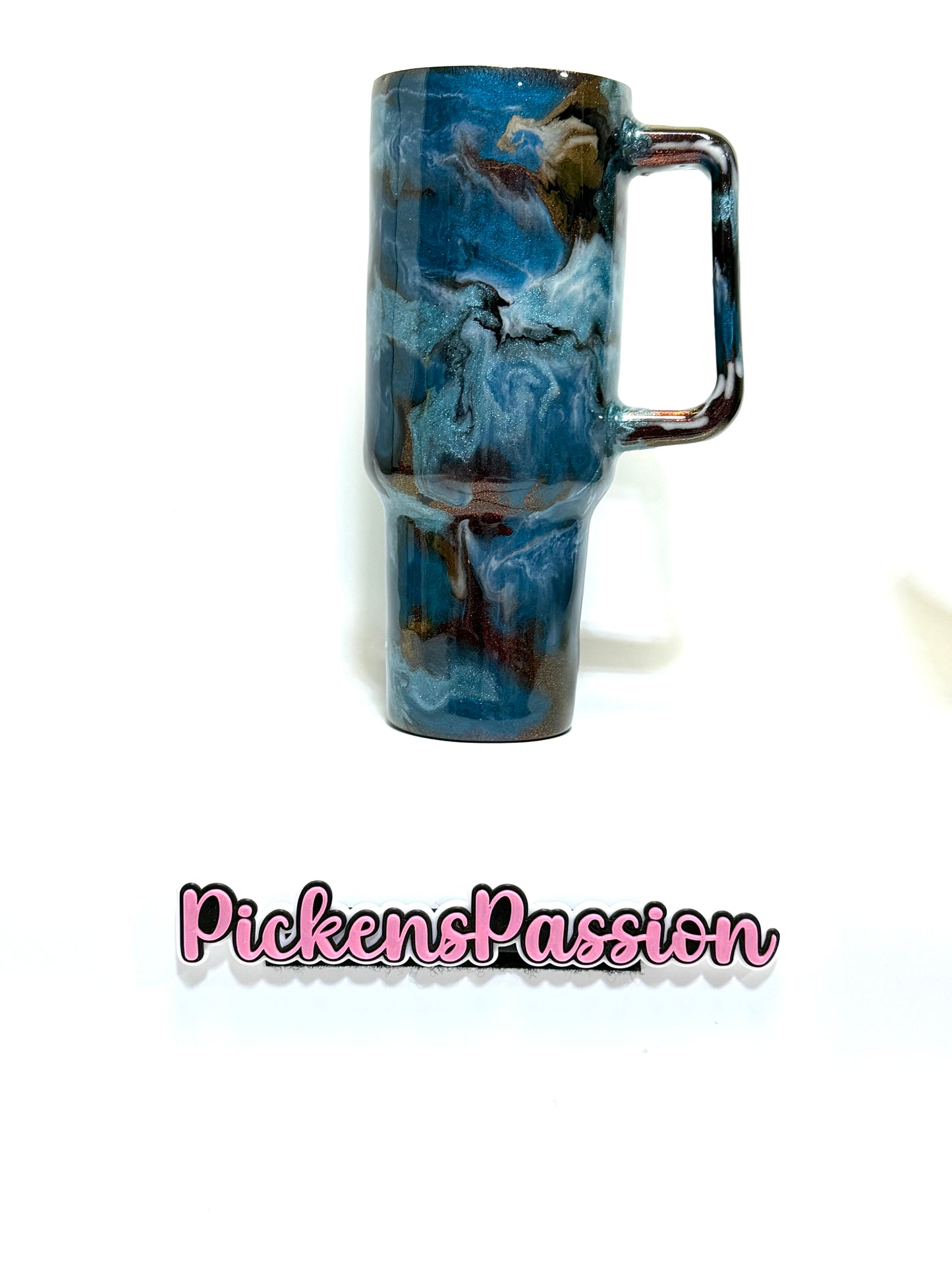 40 Oz Teal and Blue Swirl