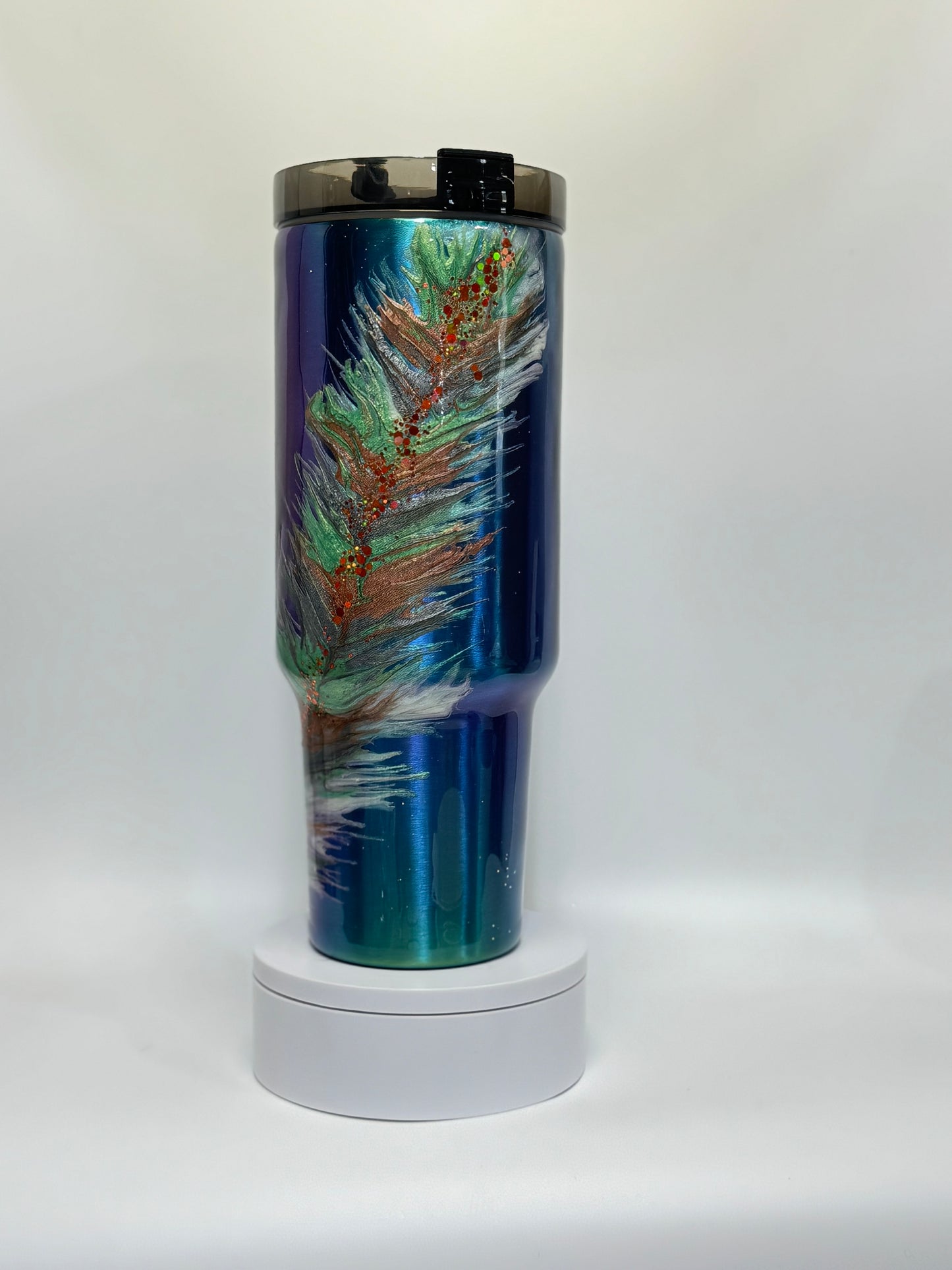 40 Oz Holographic Feather Tumbler