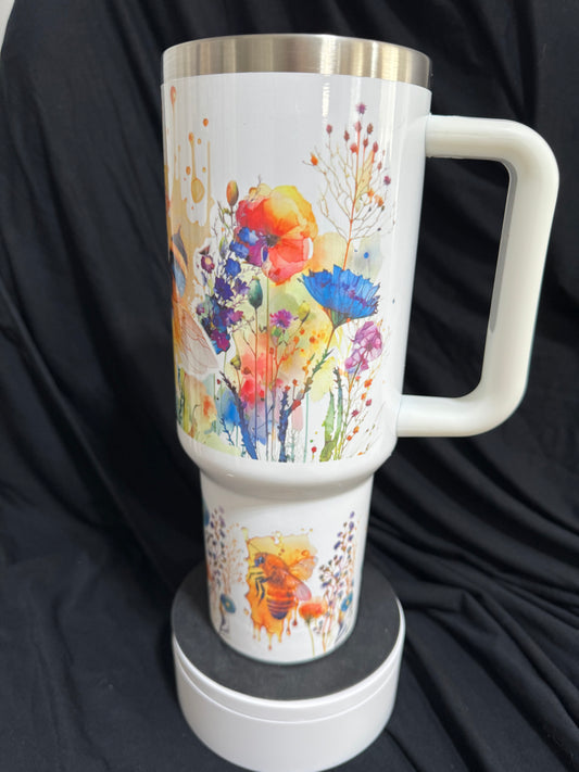 40 Oz Bees Floral Harmony Sublimated Tumbler