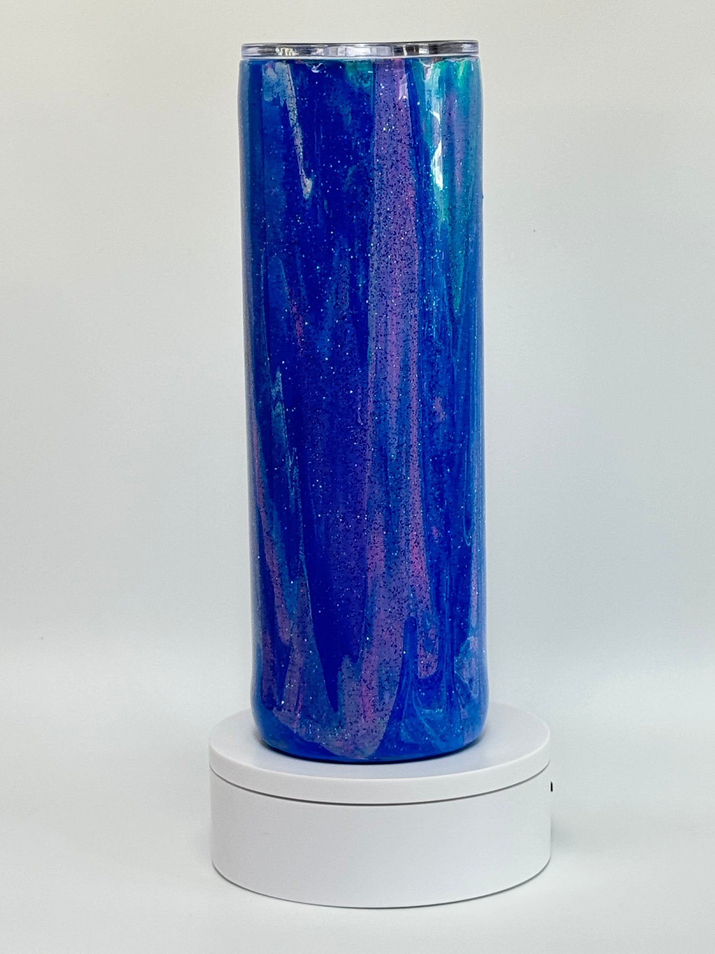 30 Oz Glittering Blue "Dirty Pour" Epoxy Tumbler