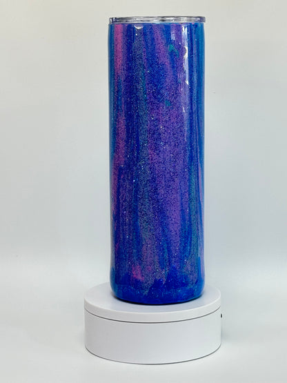 30 Oz Glittering Blue "Dirty Pour" Epoxy Tumbler