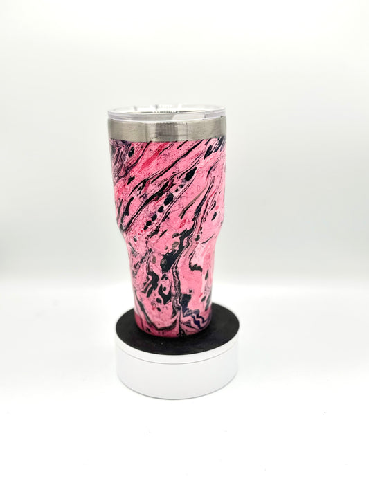 30 Oz Pink Marble Delight Hydro Dip Epoxy Tumbler