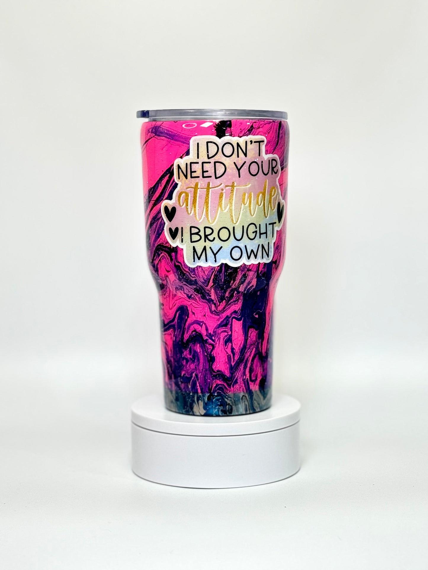 30 Oz Hot Pink "Attitude" Hydro Dip Epoxy Tumbler