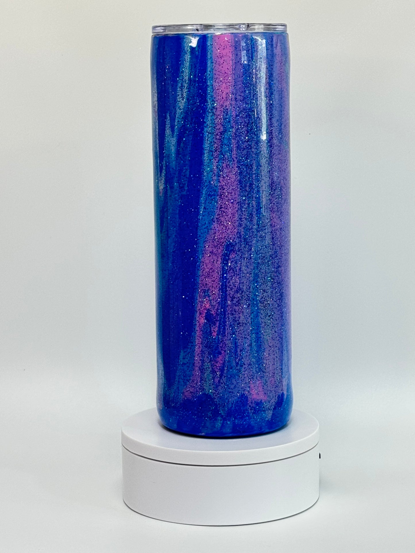 30 Oz Glittering Blue "Dirty Pour" Epoxy Tumbler