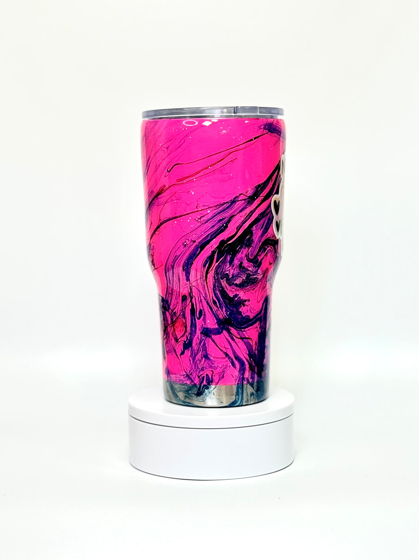 30 Oz Hot Pink "Attitude" Hydro Dip Epoxy Tumbler