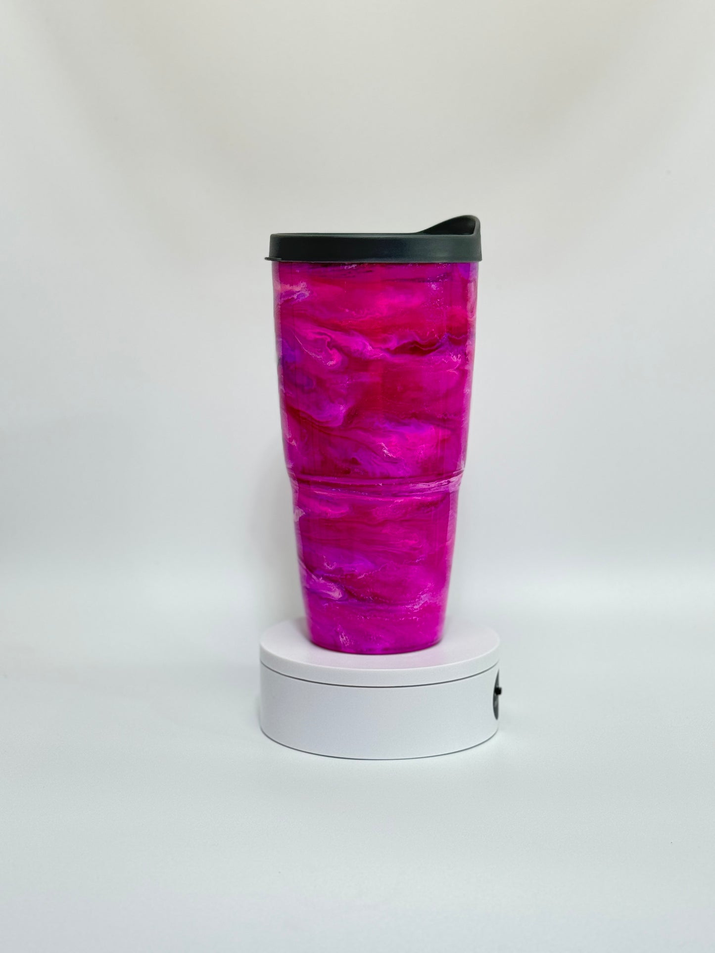 20 Oz Magenta Swirl Marvel Double Wall Plastic Tumbler with Epoxy