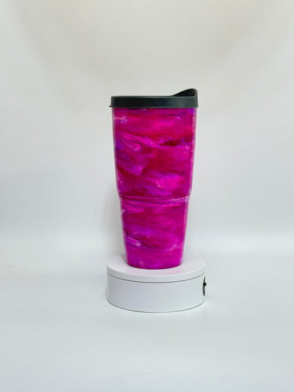 20 Oz Magenta Swirl Marvel Double Wall Plastic Tumbler with Epoxy