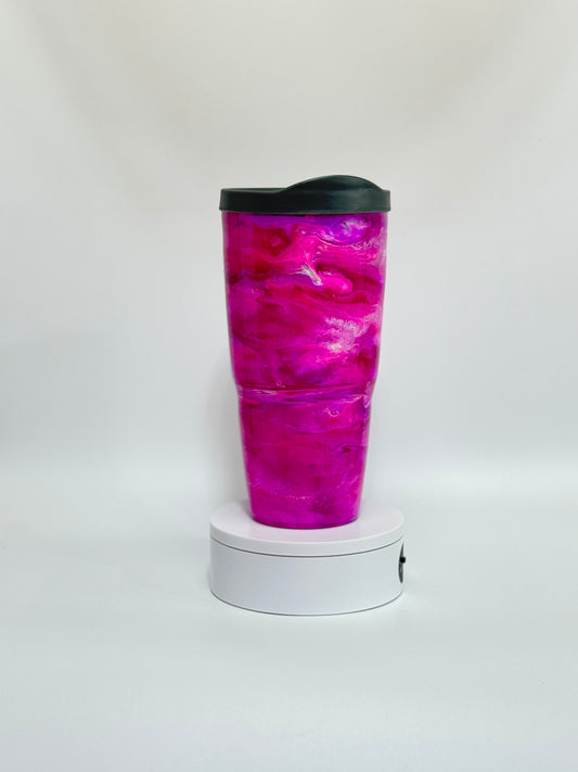 20 Oz Magenta Swirl Marvel Double Wall Plastic Tumbler with Epoxy