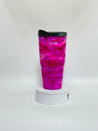 20 Oz Magenta Swirl Marvel Double Wall Plastic Tumbler with Epoxy