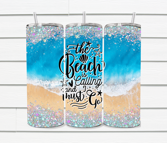 20 Oz Seaside Sparkle Sippers Sublimation Tumbler