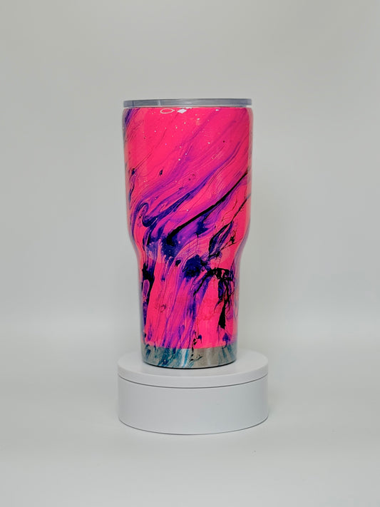 30 Oz Hot Pink "Attitude" Hydro Dip Epoxy Tumbler