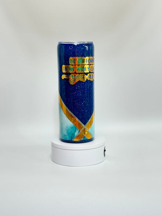 20 Oz Elegant Glistening Blue Golden V- Divide Epoxy Tumbler