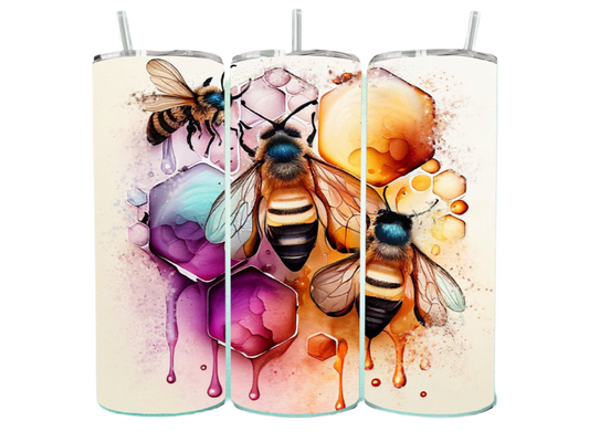 20 Oz Buzzing Beauty Watercolor Sublimation Tumbler