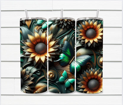 20 Oz Stunning Sunflower Sublimated Tumbler Collection