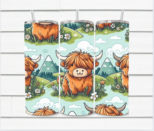 20 Oz Highland Cow Sublimated Tumbler Collection