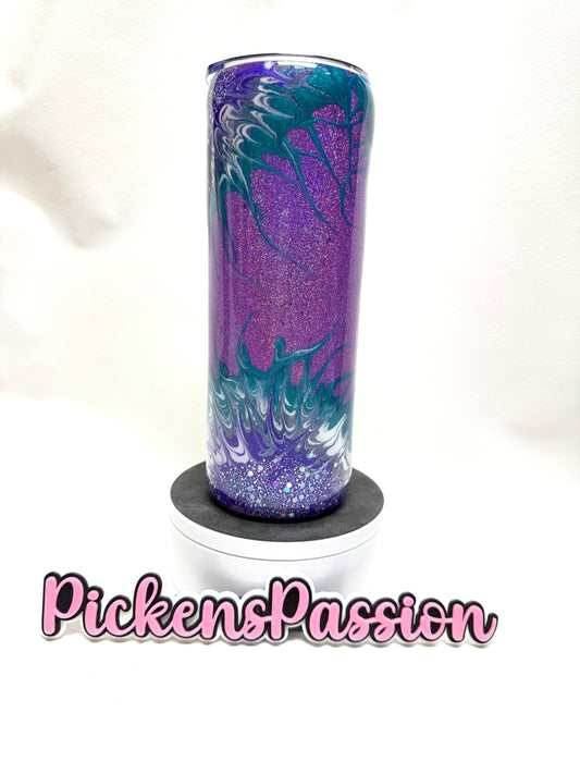 20 Oz Purple Glitter Sunflower
