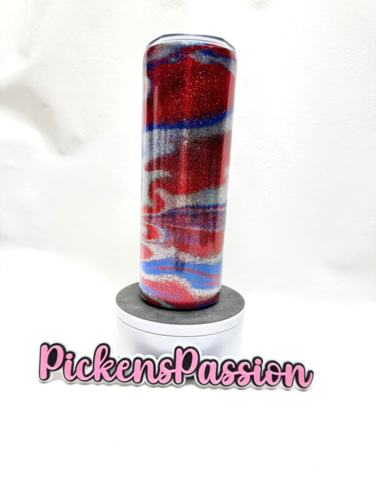 20 Oz Patriotic Glitter Flow
