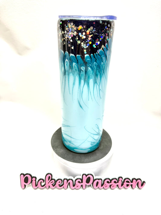20 oz Blue and Teal Sunflower