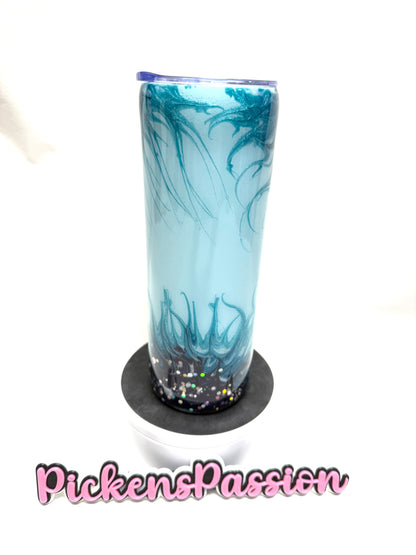 20 oz Blue and Teal Sunflower