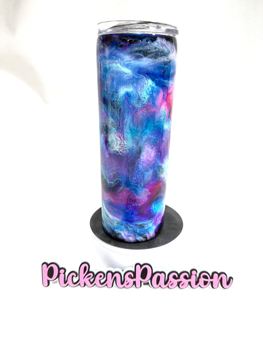 20 Oz Purple an Blue and Pink ink Swirl