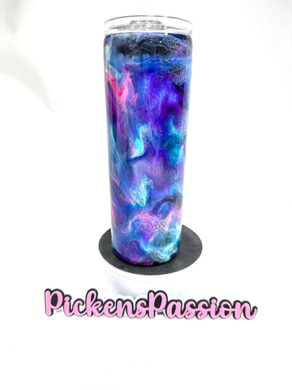 20 Oz Purple an Blue and Pink ink Swirl