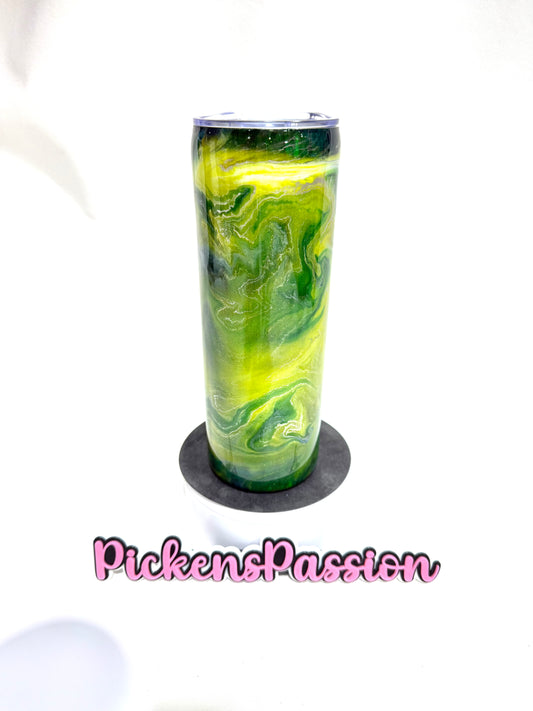 20Oz Green and Yellow Ink Swirl