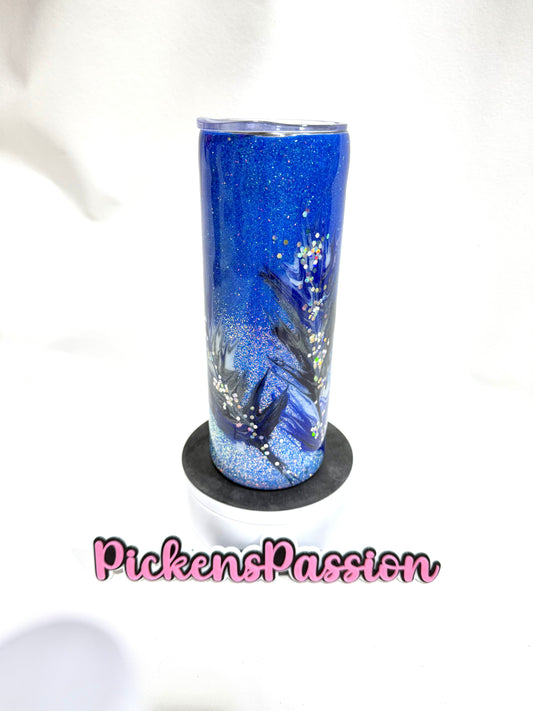 20Oz Blue Ombre Glitter with Feathers (Copy)