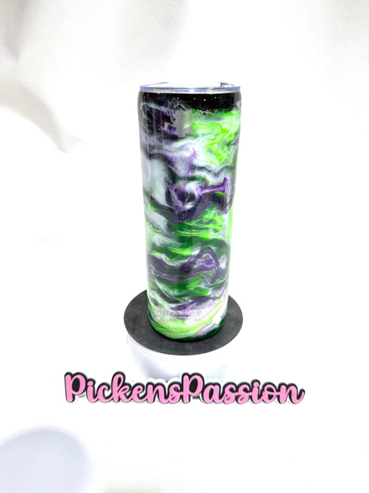 20Oz Purple And Green Ink Swirl with glitter Veining