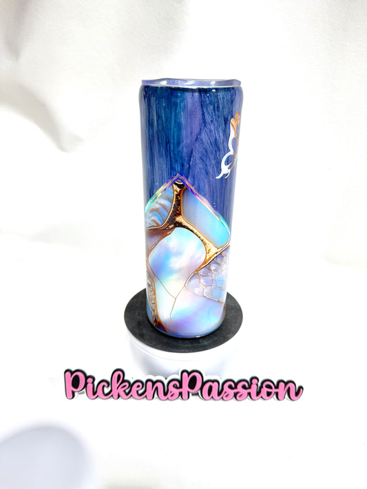 20 Oz Blue Wood Grain with Vinyl V-split
