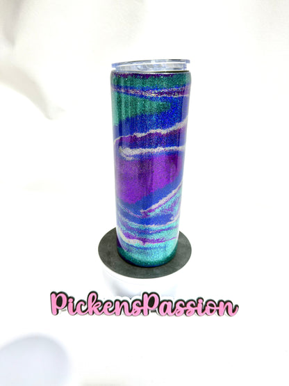 20 Oz Peacock Colored Glitter Flow