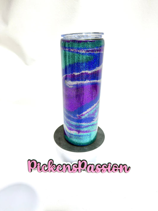 20 Oz Peacock Colored Glitter Flow