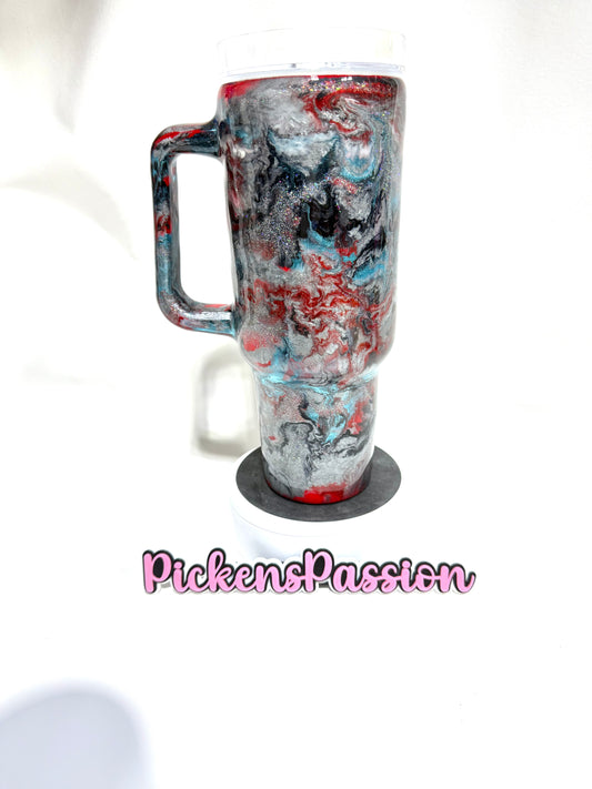 40 Oz Red, Teal, and Silver Waymaker