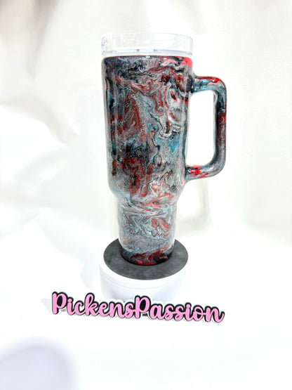 40 Oz Red, Teal, and Silver Waymaker