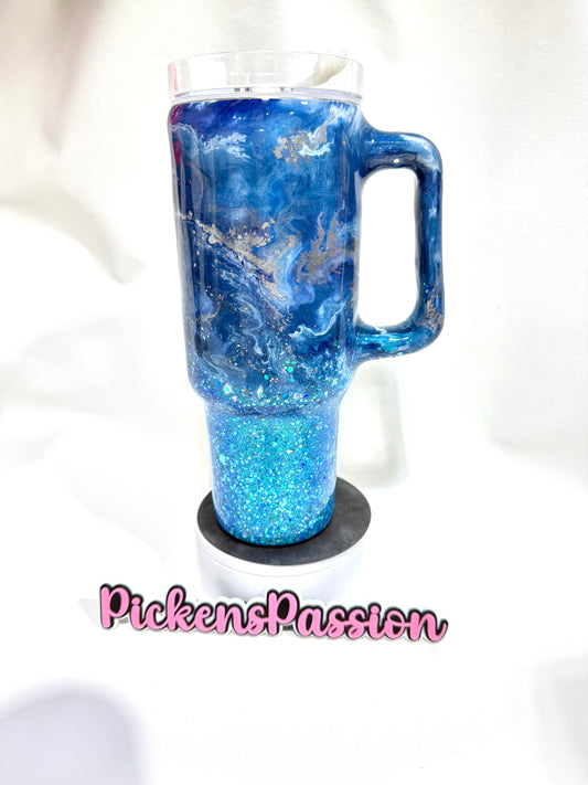 40 Oz Blue, Teal, and Silver Junk In The Trunk