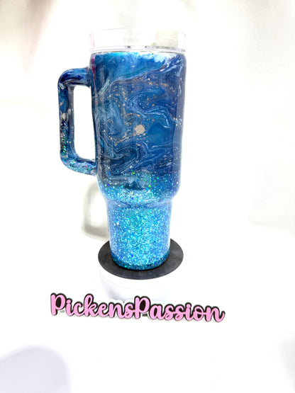 40 Oz Blue, Teal, and Silver Junk In The Trunk