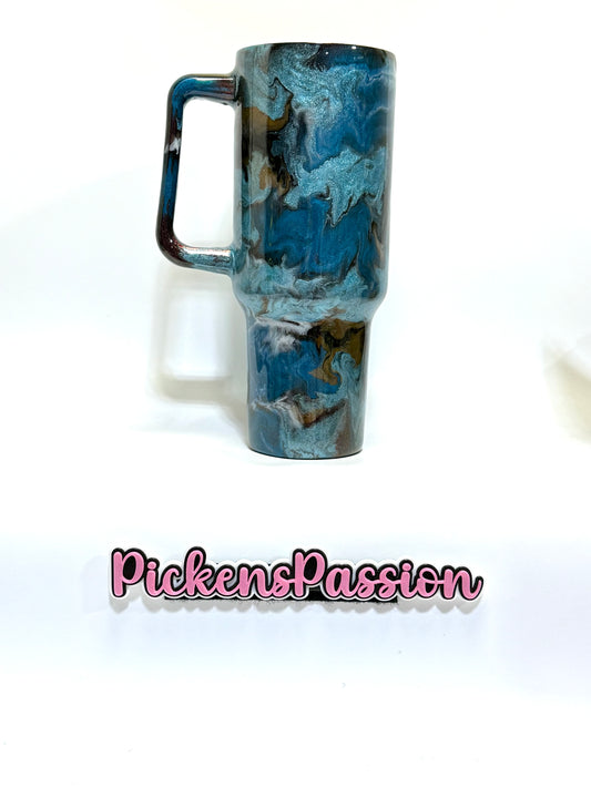 40 Oz Teal and Blue Swirl