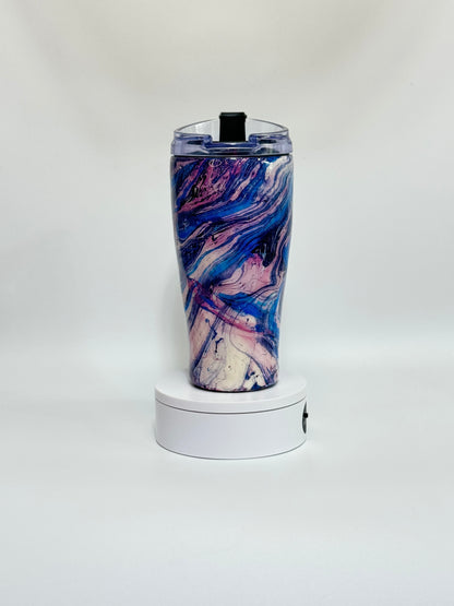 16 Oz Mystic Pink and Blue Marble Hydro Dip Epoxy Tumbler