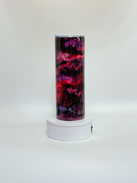 20 Oz Majestic Hot Pink Inferno Epoxy Swirl Tumbler