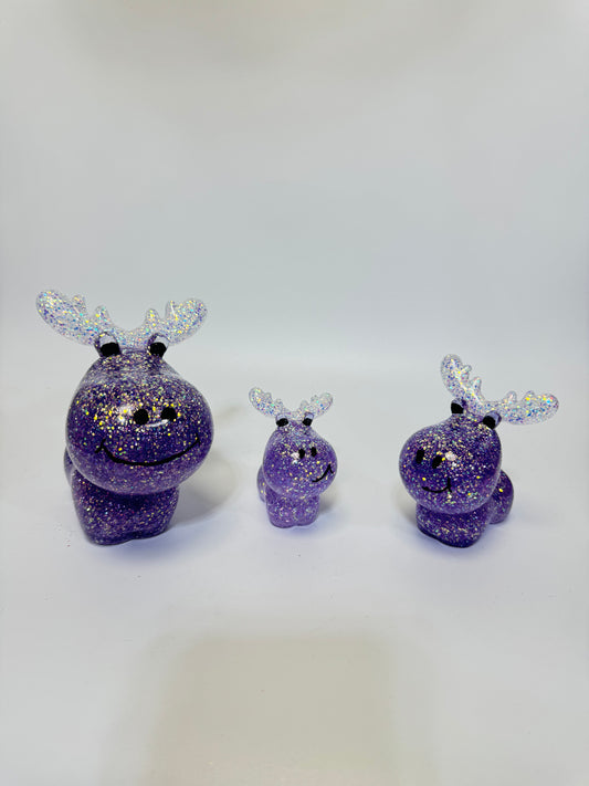 Purple Glitter Moose Family