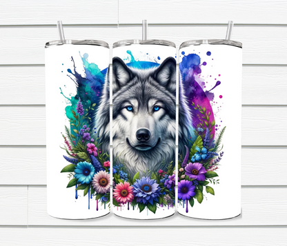 20 Oz Watercolor Wolves Sublimation Tumblers