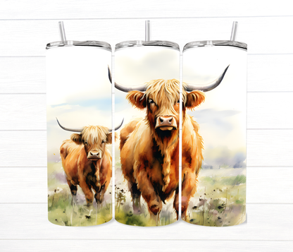 20 Oz Highland Cow Sublimated Tumbler Collection