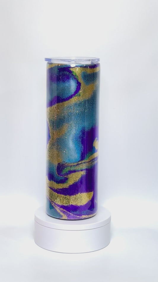 30 Oz Peacock Glitterflow Tumbler