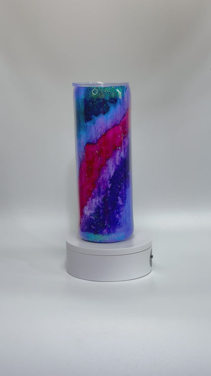 20 Oz Hand-painted Cosmic Striped Epoxy Tumbler